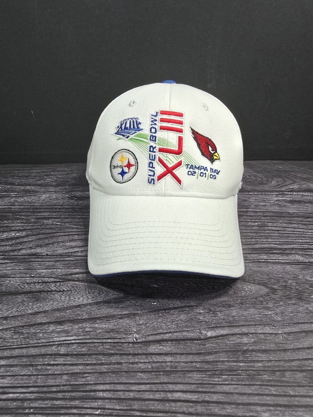 Super Bowl XLIII Hat 2009 Tampa Bay Steelers Cardinals Matchup Cap Reebok Clean